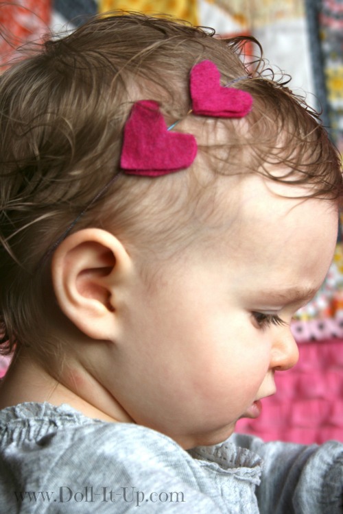 felt heart headband for babies or dolls