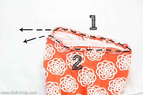 Make matching drawstring backpacks for girls and dolls from a girls shirt