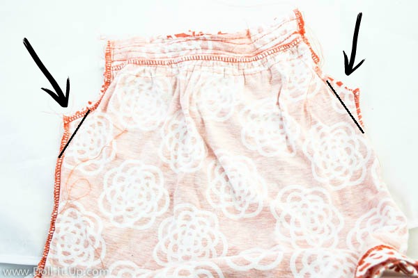 Make matching drawstring backpacks for girls and dolls from a girls shirt-12