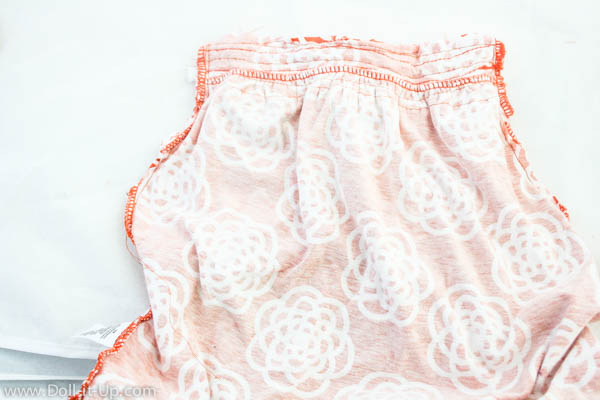 Make matching drawstring backpacks for girls and dolls from a girls shirt-13