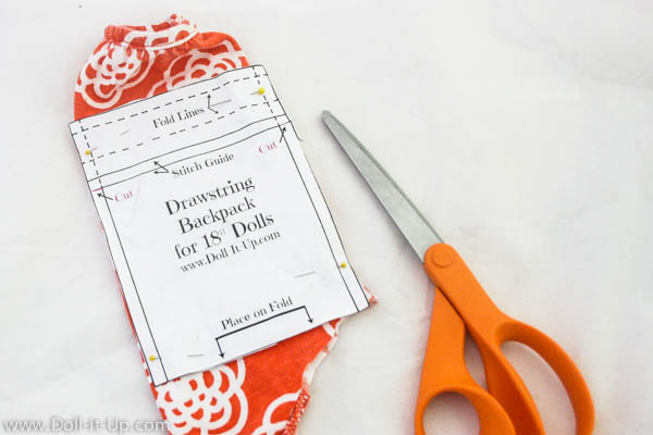 Make matching drawstring backpacks for girls and dolls from a girls shirt-2