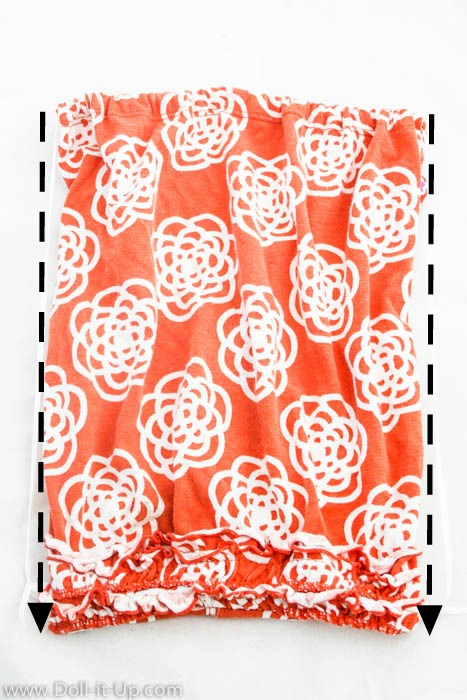 Make matching drawstring backpacks for girls and dolls from a girls shirt-22