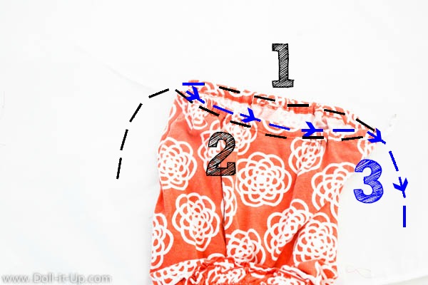 Make matching drawstring backpacks for girls and dolls from a girls shirt