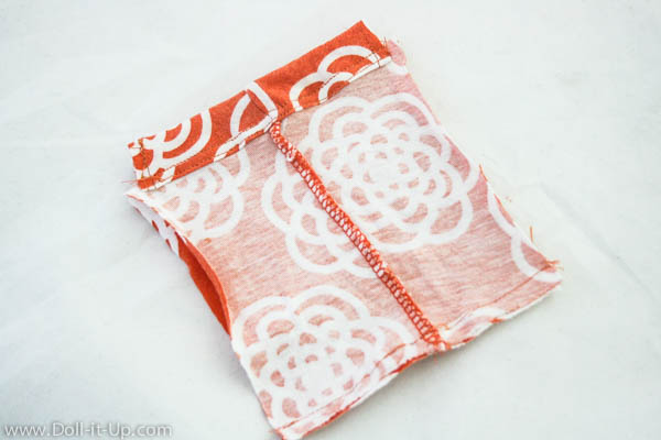 Make matching drawstring backpacks for girls and dolls from a girls shirt-5