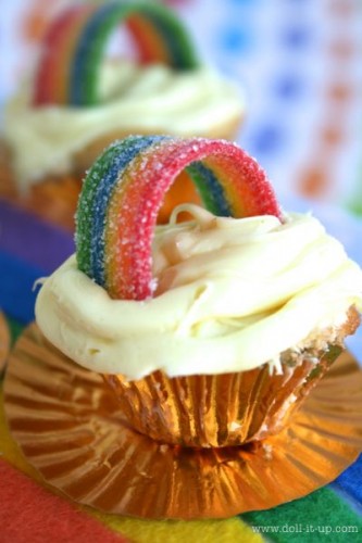 Mini Rainbow Cupcakes